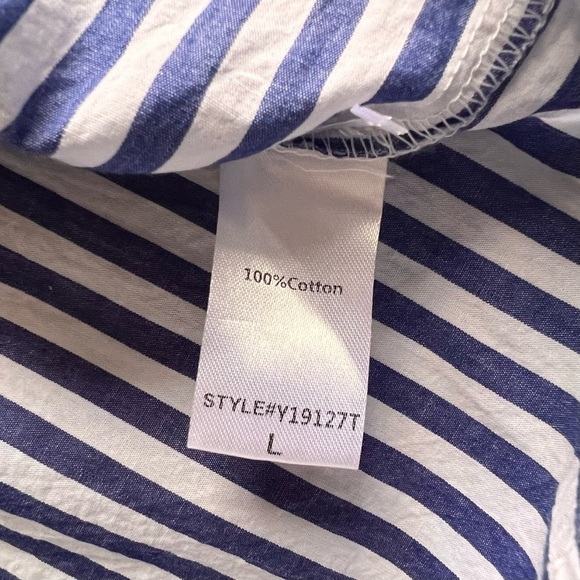 Tuckernuck Pomander Place Lizzie Oxford Stripe Puff Sleeve Babydoll Dress Large - Picture 11 of 14